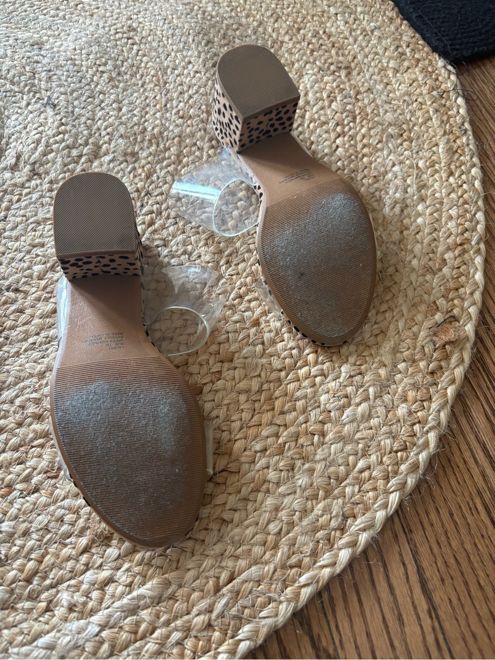 Clear Strap Leopard Print Block Heel Sandals - Women - Picture 3 of 3